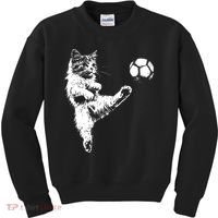 Funny Soccer Cat Kids Sweatshirt thumb 0