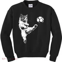 Funny Soccer Cat Kids Sweatshirt thumb 0
