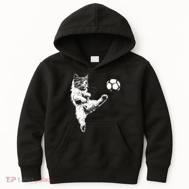 Funny Soccer Cat Kids Hoodie