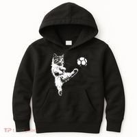 Funny Soccer Cat Kids Hoodie thumb 0