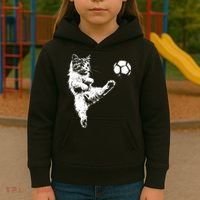 Funny Soccer Cat Kids Hoodie thumb 3