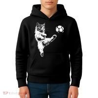 Funny Soccer Cat Kids Hoodie thumb 4