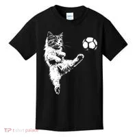 Funny Soccer Cat Kids T-Shirt thumb 0