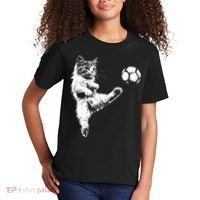 Funny Soccer Cat Kids T-Shirt thumb 2