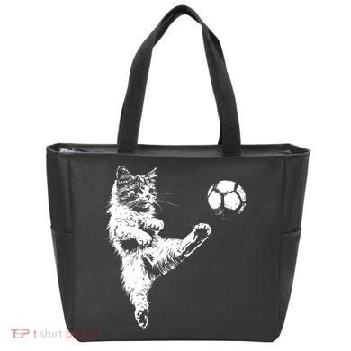 Funny Soccer Cat Tote Bag