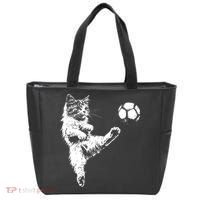 Funny Soccer Cat Tote Bag thumb 0
