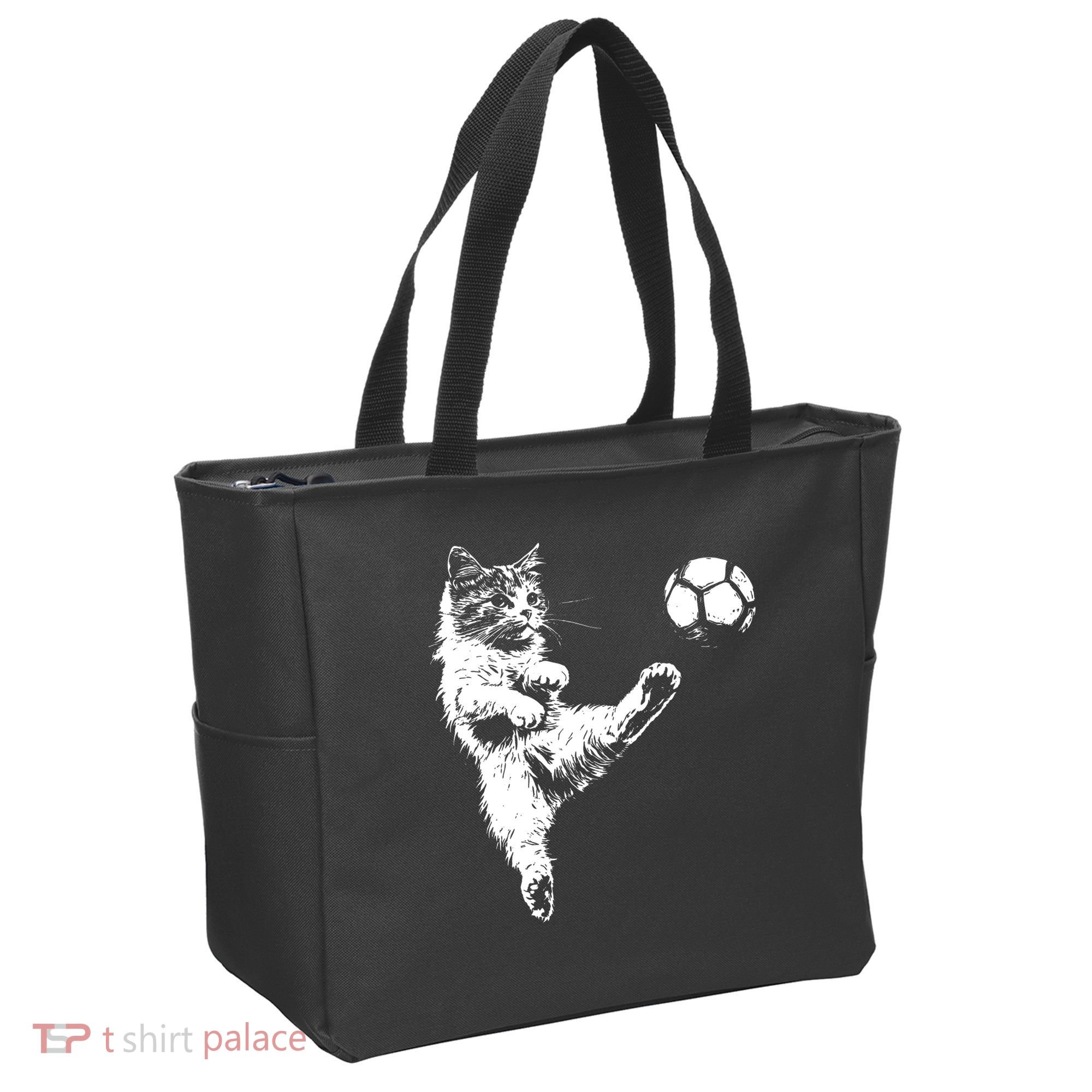 Funny Soccer Cat Tote Bag