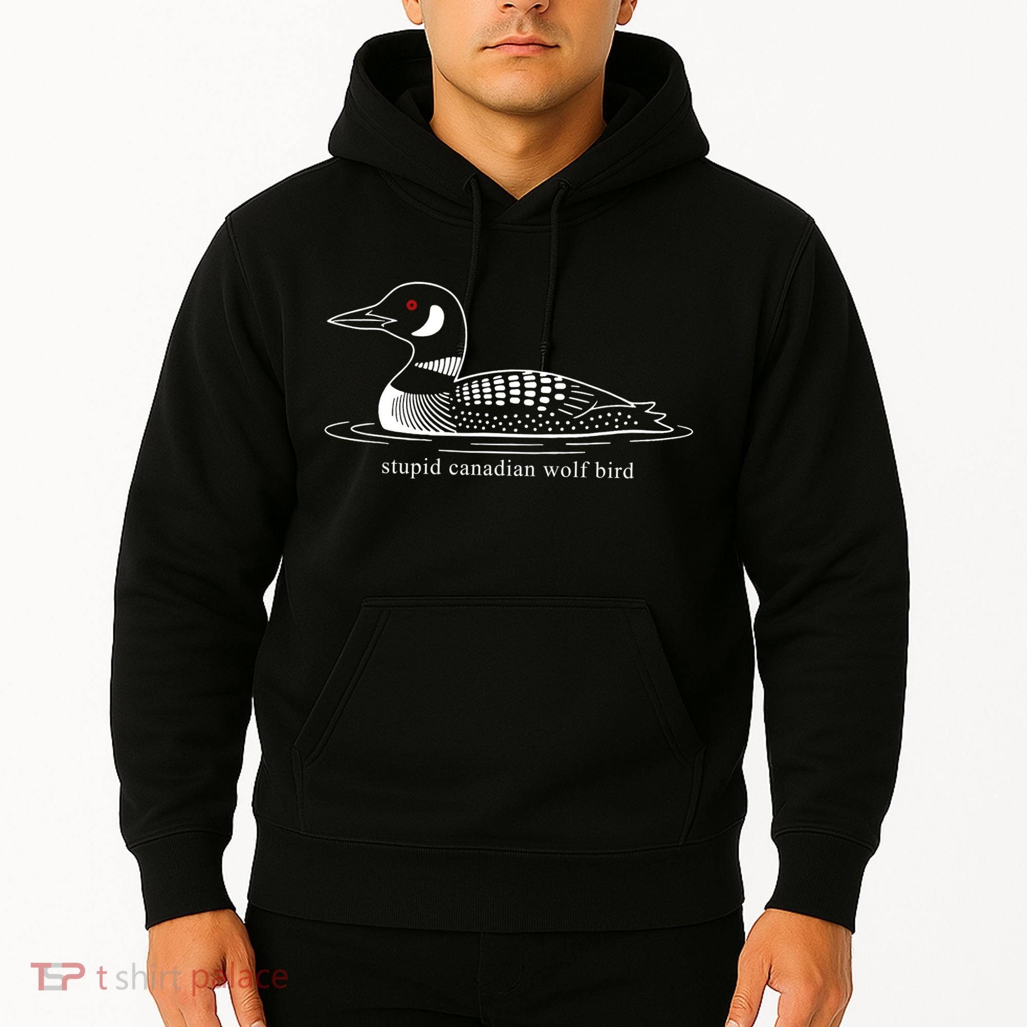 Funny Stupid Canadian Wolf Bird Hoodie