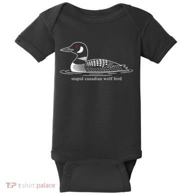 Funny Stupid Canadian Wolf Bird Baby Bodysuit