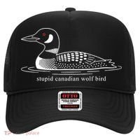Funny Stupid Canadian Wolf Bird Hat thumb 0
