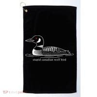 Funny Stupid Canadian Wolf Bird Golf Towel thumb 0