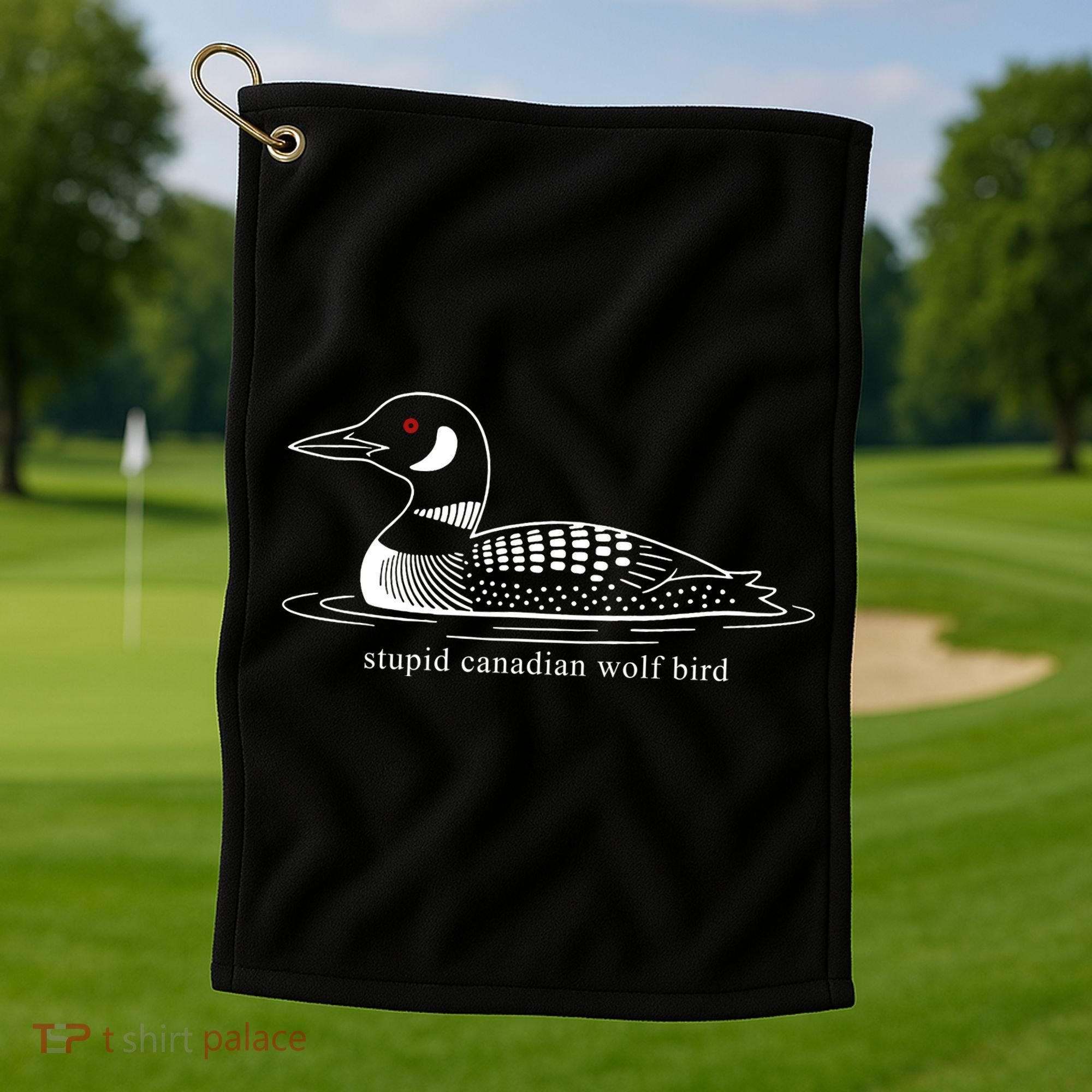 Funny Stupid Canadian Wolf Bird Golf Towel