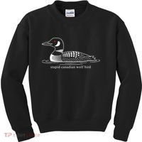 Funny Stupid Canadian Wolf Bird Kids Sweatshirt thumb 0