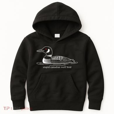 Funny Stupid Canadian Wolf Bird Kids Hoodie