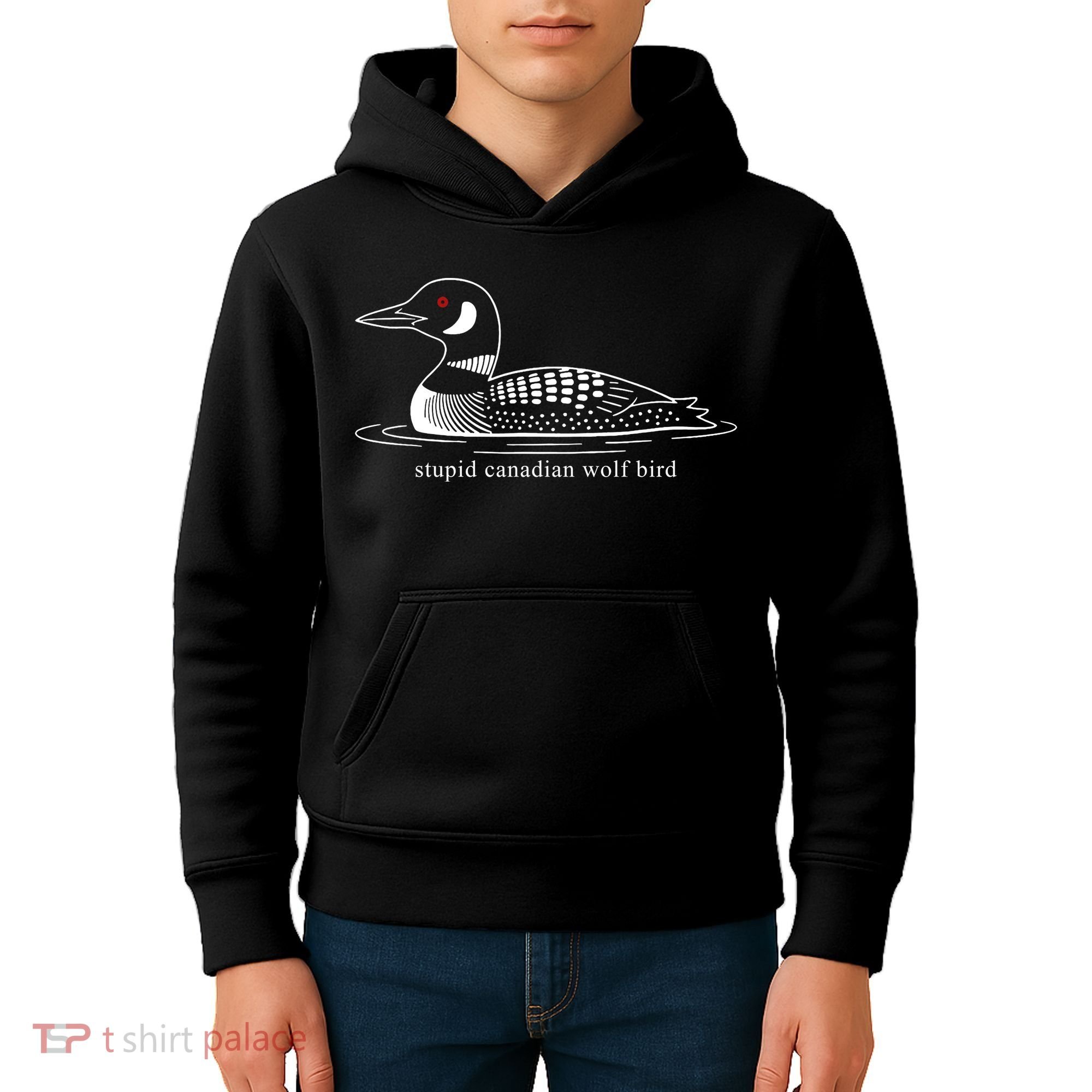 Funny Stupid Canadian Wolf Bird Kids Hoodie