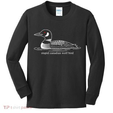 Funny Stupid Canadian Wolf Bird Kids Long Sleeve Shirt