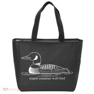 Funny Stupid Canadian Wolf Bird Tote Bag