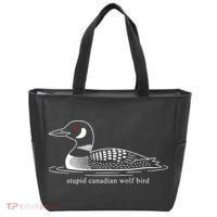 Funny Stupid Canadian Wolf Bird Tote Bag thumb 0