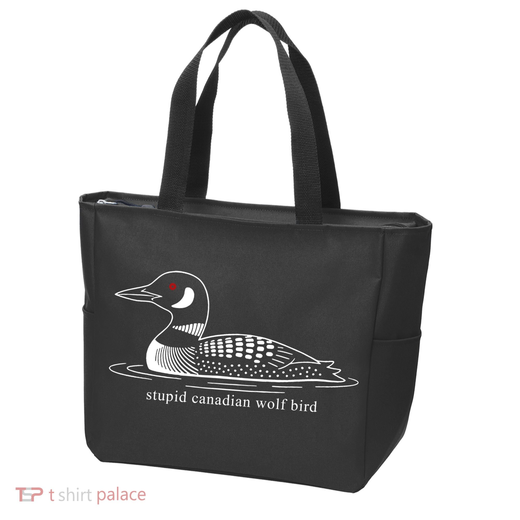 Funny Stupid Canadian Wolf Bird Tote Bag