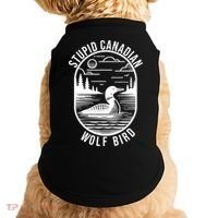 Funny Stupid Canadian Wolf Bird Loon Hockey Wildlife Doggie Tank thumb 0