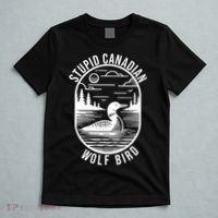 Funny Stupid Canadian Wolf Bird Loon Hockey Wildlife T-Shirt thumb 5