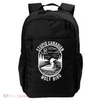 Funny Stupid Canadian Wolf Bird Loon Hockey Wildlife Backpack thumb 0