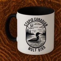 Funny Stupid Canadian Wolf Bird Loon Hockey Wildlife Coffee Mug thumb 2