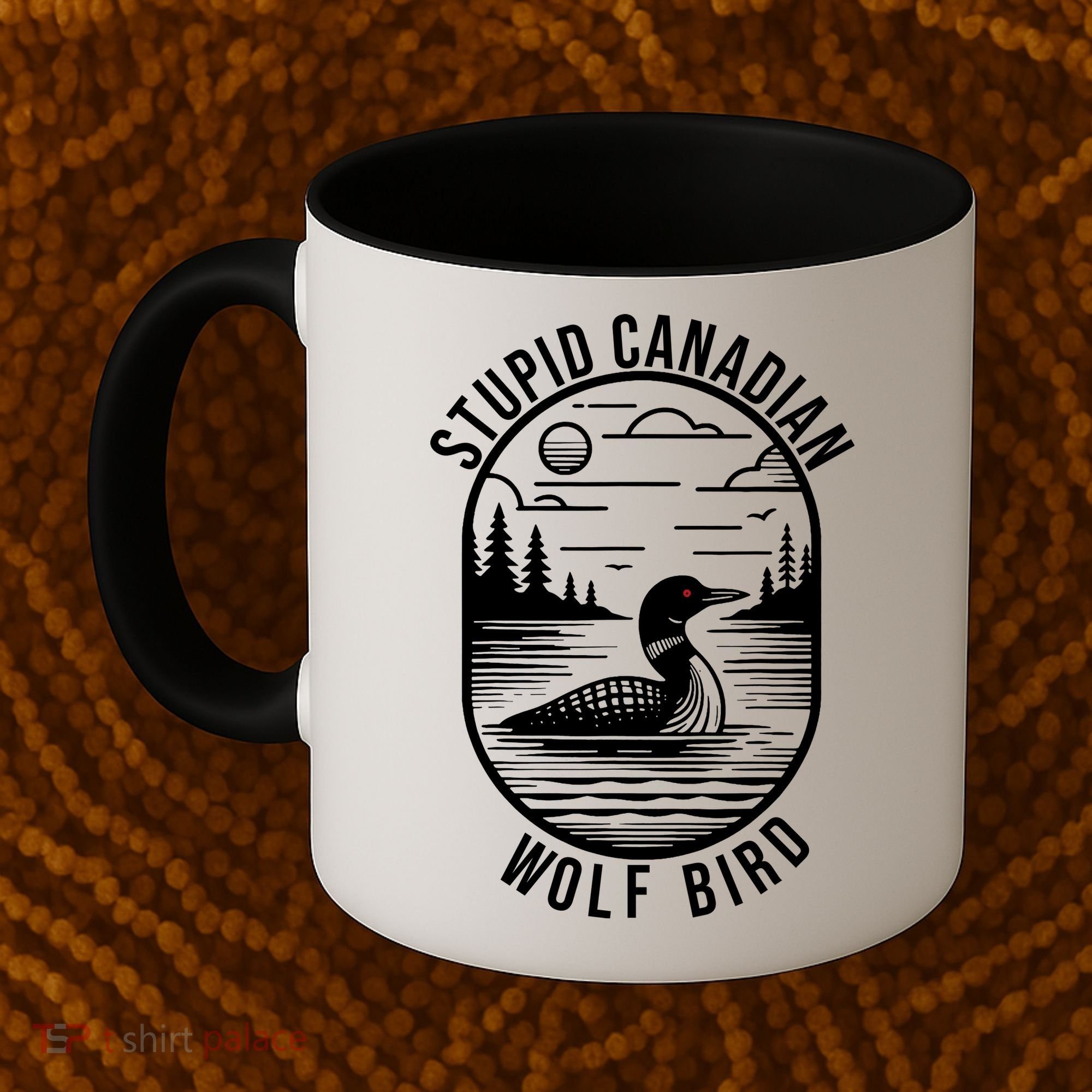 Funny Stupid Canadian Wolf Bird Loon Hockey Wildlife Coffee Mug