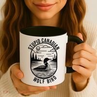 Funny Stupid Canadian Wolf Bird Loon Hockey Wildlife Coffee Mug thumb 3