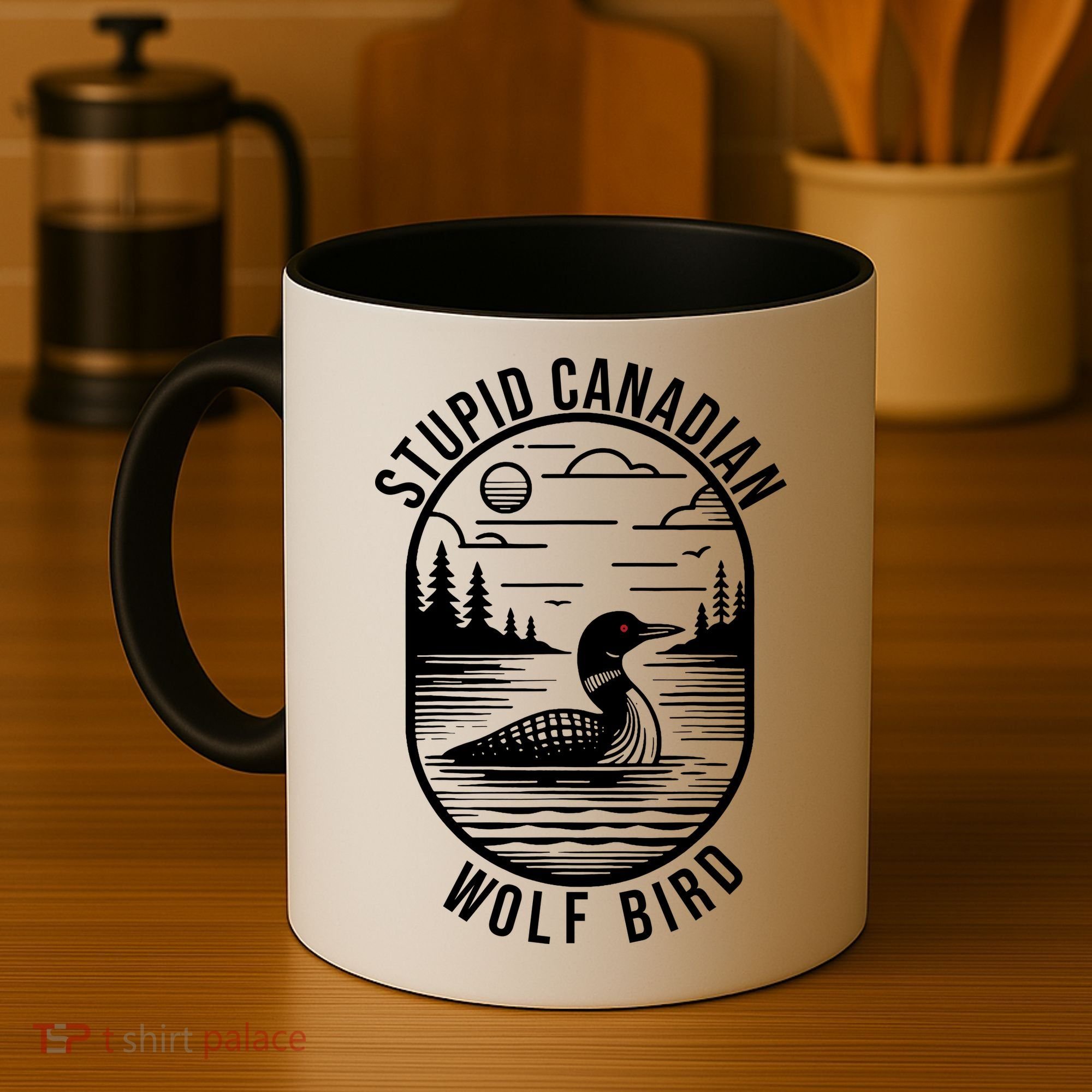 Funny Stupid Canadian Wolf Bird Loon Hockey Wildlife Coffee Mug