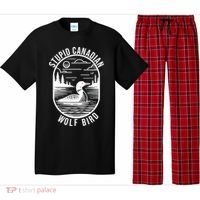 Funny Stupid Canadian Wolf Bird Loon Hockey Wildlife Pajama Set thumb 0