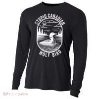 Funny Stupid Canadian Wolf Bird Loon Hockey Wildlife Cooling Performance Long Sleeve Crew thumb 0