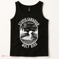 Funny Stupid Canadian Wolf Bird Loon Hockey Wildlife Tank Top thumb 2