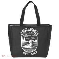 Funny Stupid Canadian Wolf Bird Loon Hockey Wildlife Tote Bag thumb 0