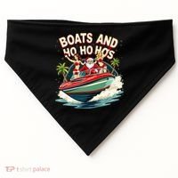 Funny Santa Christmas Boats And Ho Ho Hos USA-Made Doggie Bandana thumb 0