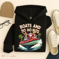 Funny Santa Christmas Boats And Ho Ho Hos Hoodie thumb 4