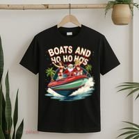 Funny Santa Christmas Boats And Ho Ho Hos T-Shirt thumb 2