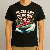 Funny Santa Christmas Boats And Ho Ho Hos T-Shirt thumb 3