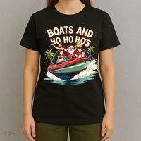 Funny Santa Christmas Boats And Ho Ho Hos T-Shirt thumb 4