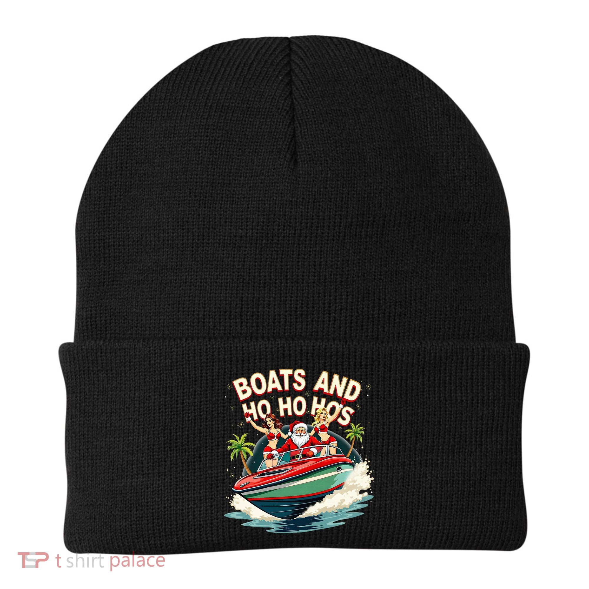 Funny Santa Christmas Boats And Ho Ho Hos Beanie