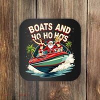 Funny Santa Christmas Boats And Ho Ho Hos Coaster thumb 0