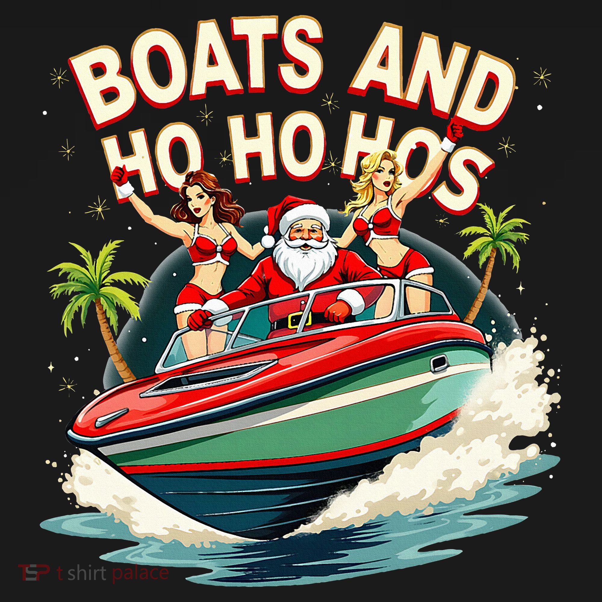 Funny Santa Christmas Boats And Ho Ho Hos Women's Hoodie
