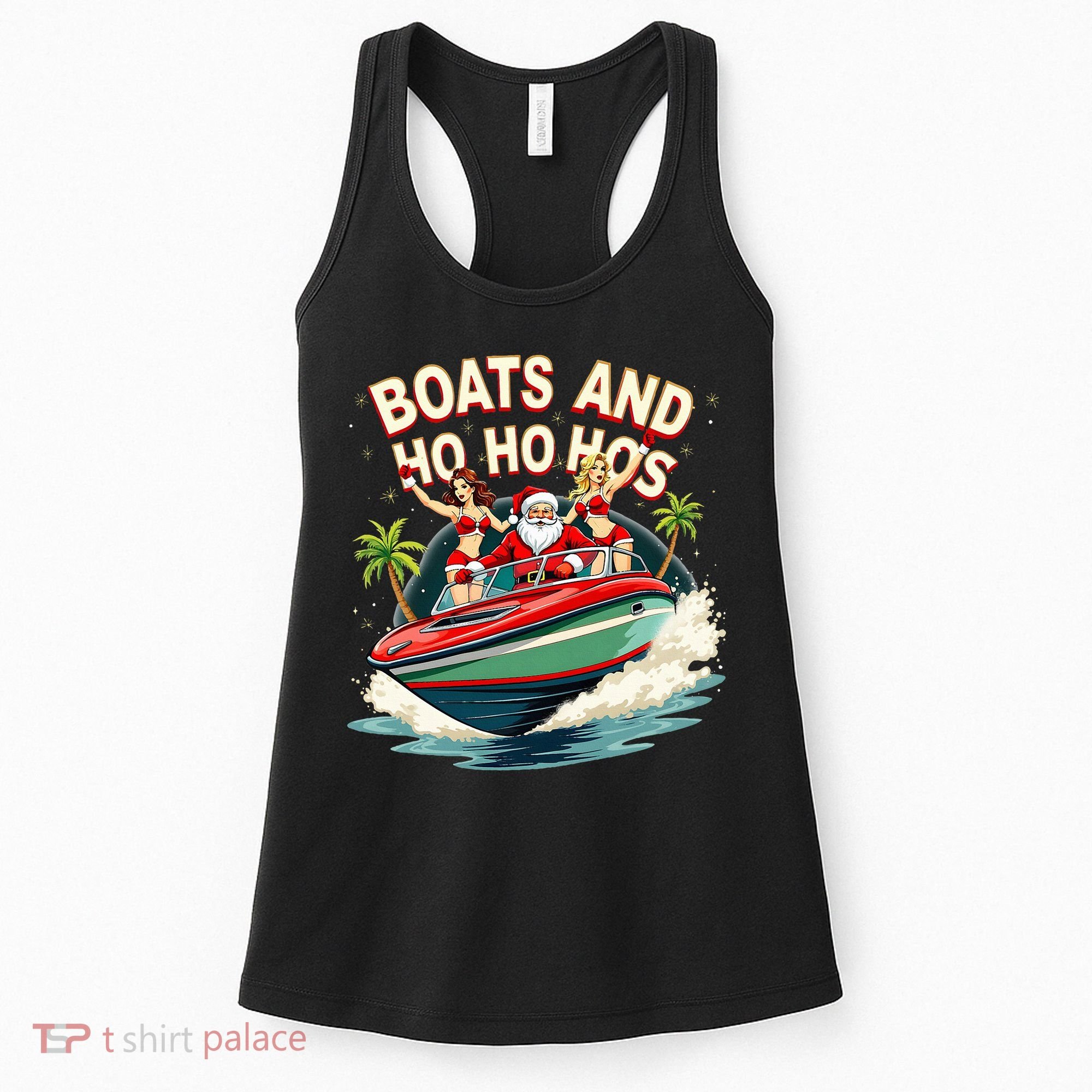 Funny Santa Christmas Boats And Ho Ho Hos Women's Tank Top