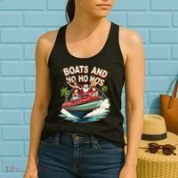 Funny Santa Christmas Boats And Ho Ho Hos Women's Tank Top thumb 2