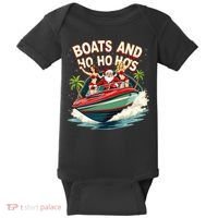 Funny Santa Christmas Boats And Ho Ho Hos Baby Bodysuit thumb 0