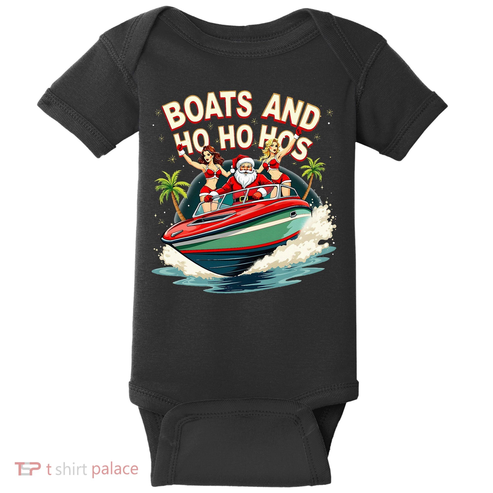 Funny Santa Christmas Boats And Ho Ho Hos Baby Bodysuit
