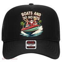 Funny Santa Christmas Boats And Ho Ho Hos Hat thumb 0