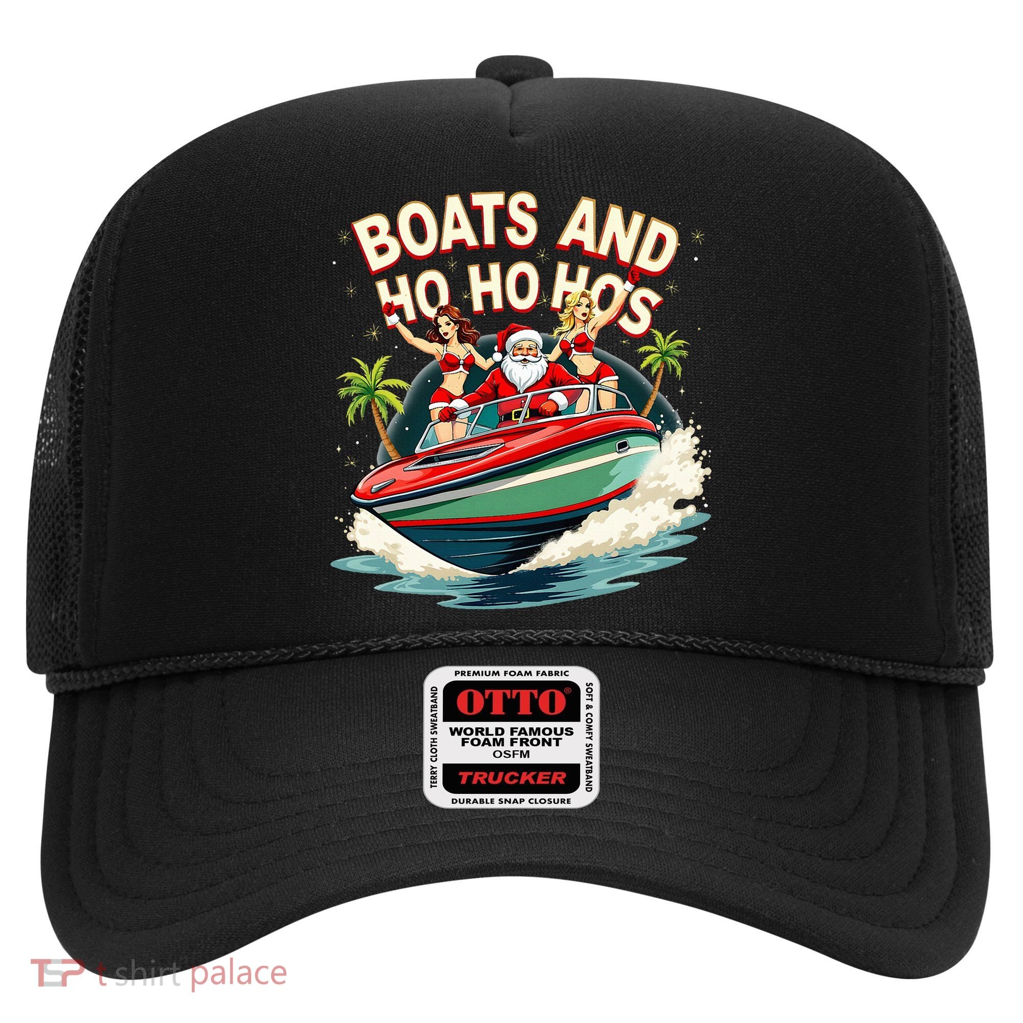 Funny Santa Christmas Boats And Ho Ho Hos Hat