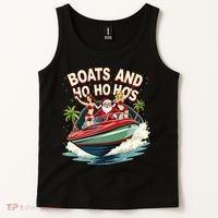 Funny Santa Christmas Boats And Ho Ho Hos Tank Top thumb 2