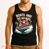 Funny Santa Christmas Boats And Ho Ho Hos Tank Top thumb 3